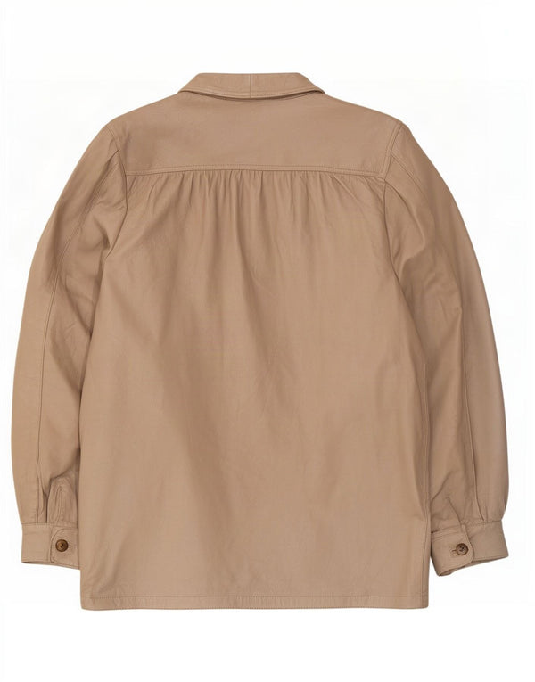 Lavorazione Artigiana Dame Læderjakke UK 14 Medium Beige Animal Print