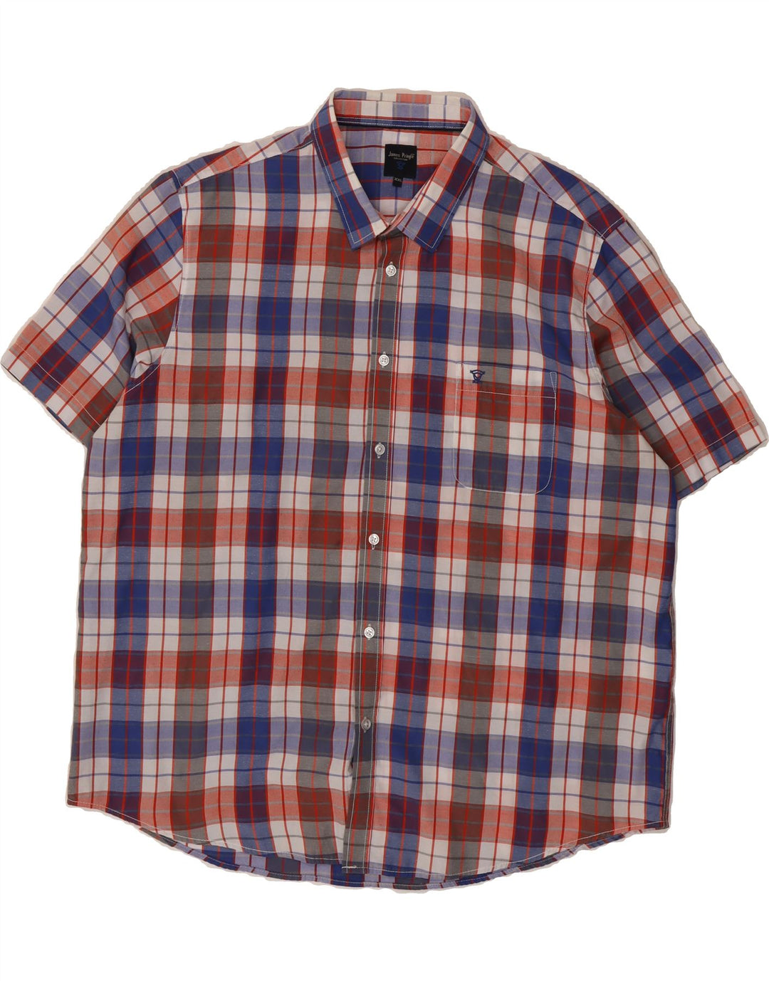 JAMES PRINGLE Mens Short Sleeve Shirt 2XL Multicoloured Check Polyester Vintage James Pringle and Second-Hand James Pringle from Messina Hembry 