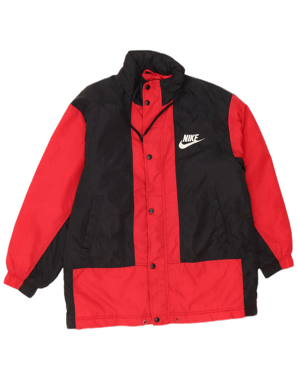 Nike Herre Hætte Loose Fit Windbreaker Jacket UK 36 Small Red Colourblock