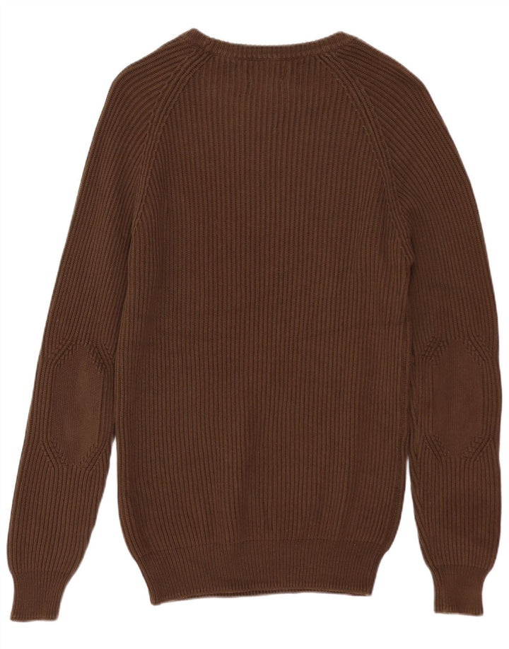 ZARA Herre Boat Neck Jumper Sweater Medium Brun Bomuld