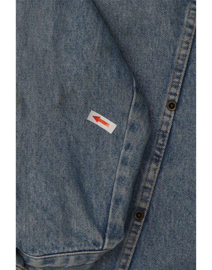 The Seaway Mens Retro Denim Jacket UK 40 Large Blue Geometric 80s