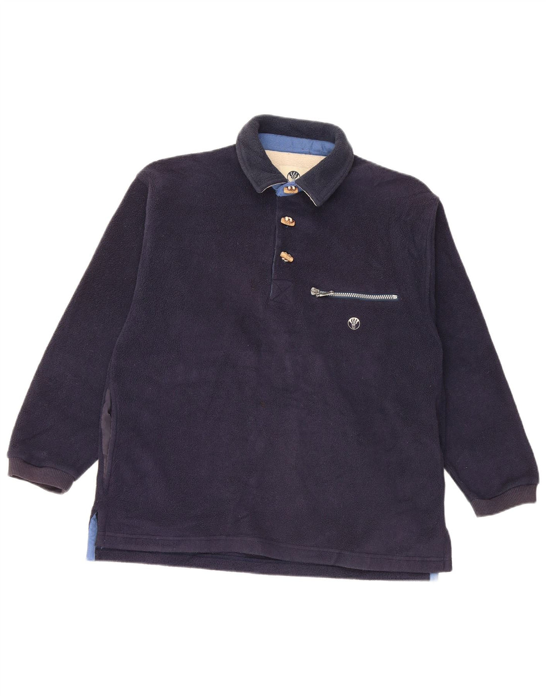 FAT FACE Herre Polartec Loose Fit Polo Neck Fleece Jumper XS Marineblå