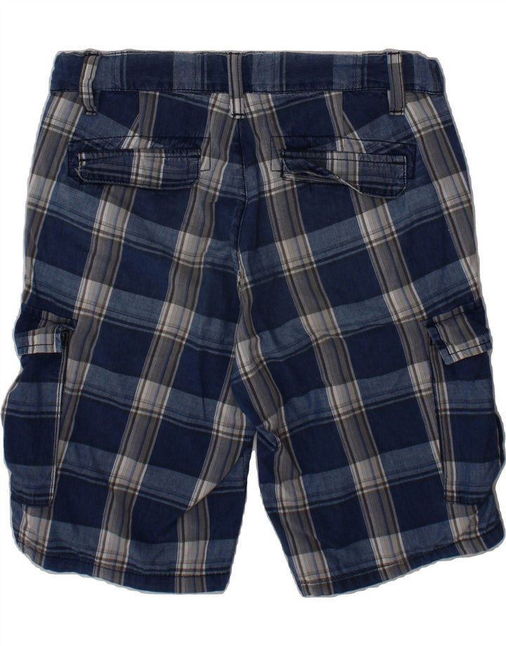 GUESS Boys Cargo Shorts 9-10 Years W25  Navy Blue Check Cotton Vintage Guess and Second-Hand Guess from Messina Hembry 