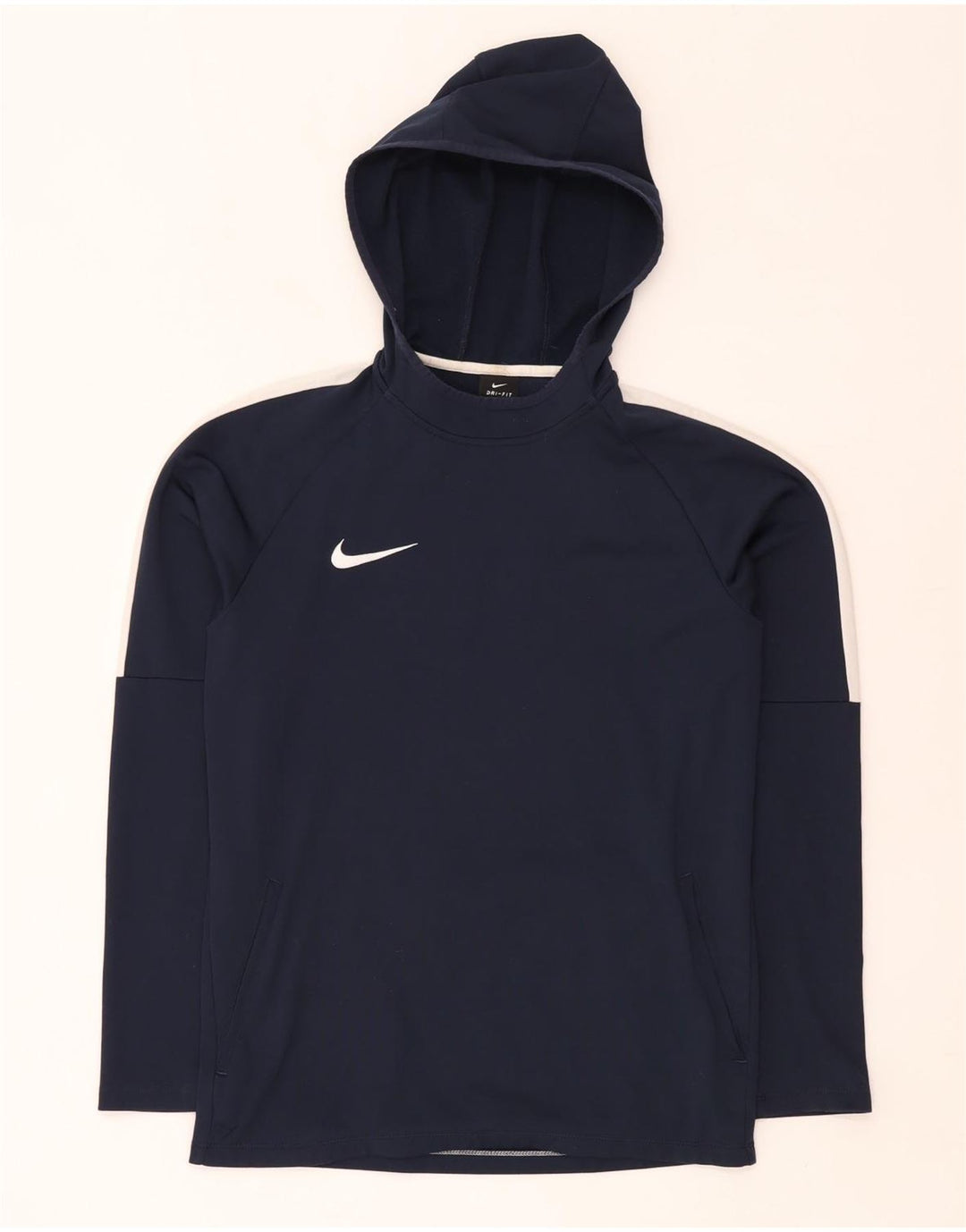 Nike Dri Fit hættetrøje til mænd, lille marineblå colourblock polyester