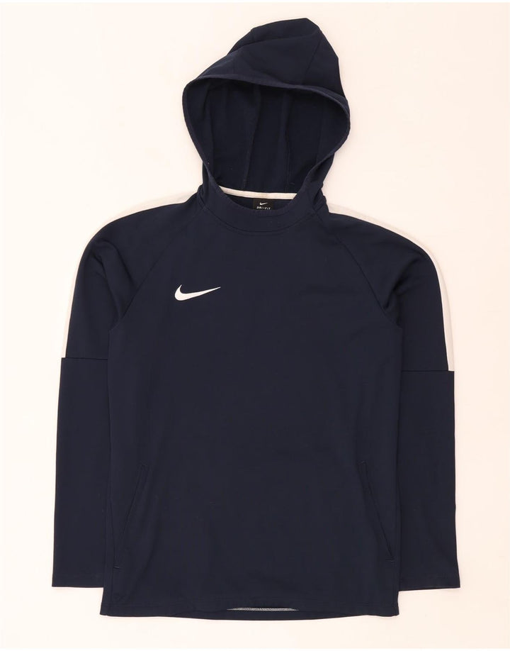 Nike Dri Fit hættetrøje til mænd, lille marineblå colourblock polyester