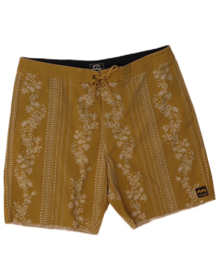 Wrangler Badeshorts til mænd, medium gul blomstret polyester