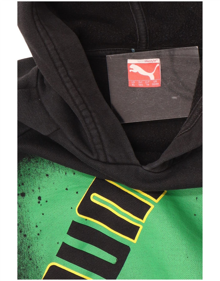 PUMA Grafisk hættetrøje til drenge 13-14 år Sort Colourblock