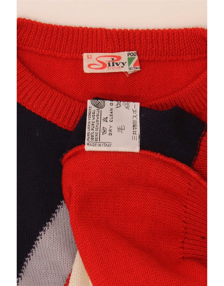 Silvy Herre Crew Neck Jumper Sweater IT 52 Large Red Colourblock Uld