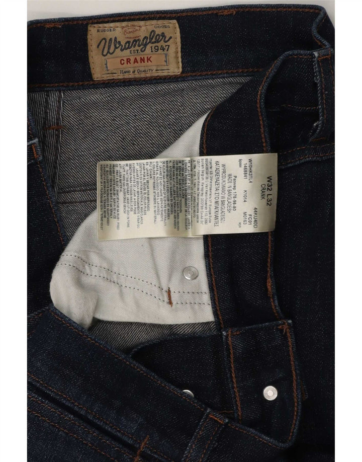 Wrangler Herre Crank Straight Jeans W32 L32 Marineblå Bomuld
