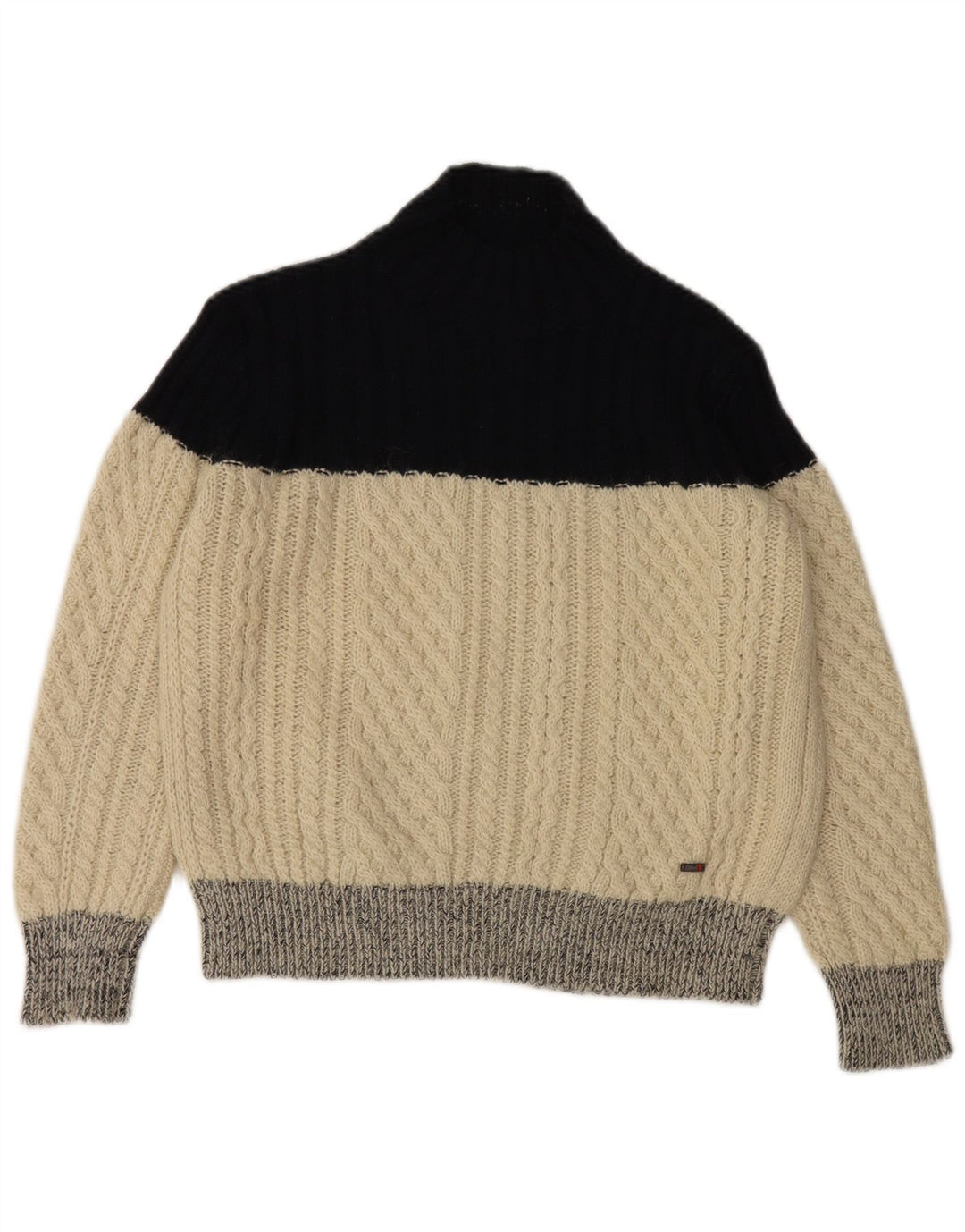 Slam Dame Turtle Neck Jumper Sweater UK 14 Medium Off White Colourblock