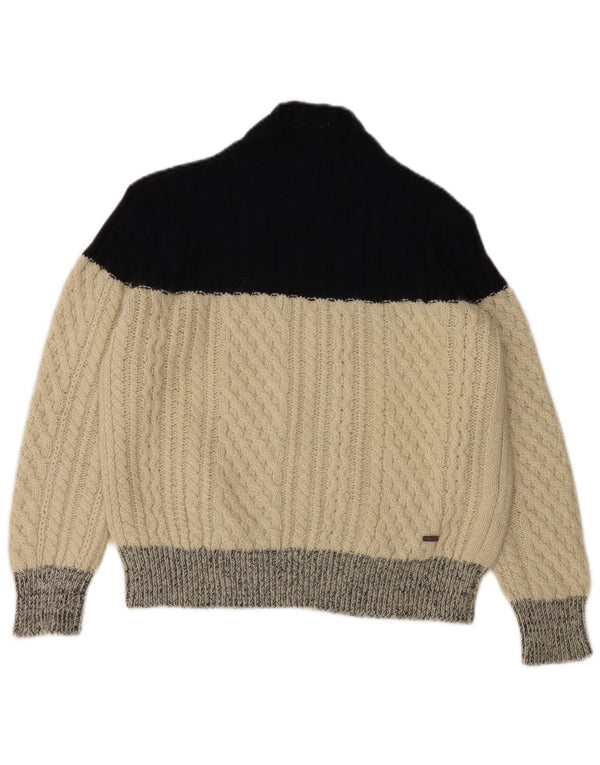 Slam Dame Turtle Neck Jumper Sweater UK 14 Medium Off White Colourblock