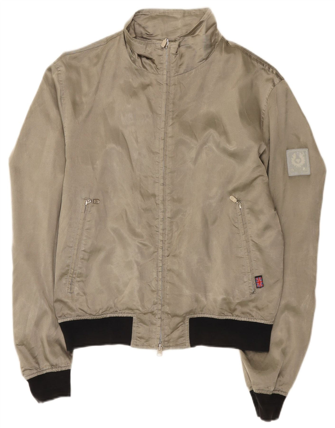 Belstaff Womens Bomber Jacket UK 14 Medium Grey Colourblock Nylon