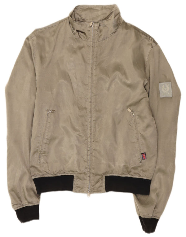 Belstaff Womens Bomber Jacket UK 14 Medium Grey Colourblock Nylon