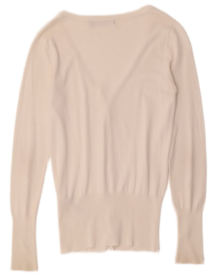 ZARA Womens Cardigan Sweater UK 10 Small White Viscose