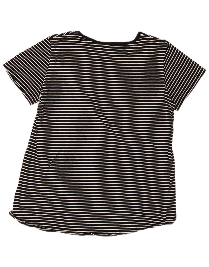 Zara Dame T-Shirt Top UK 10 Lille Sort Stribet