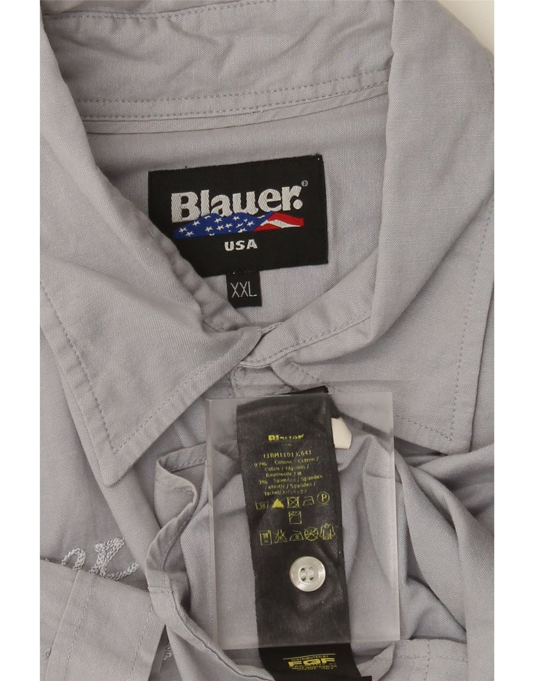 Blauer Herre grafisk kortærmet skjorte 2XL grå bomuld
