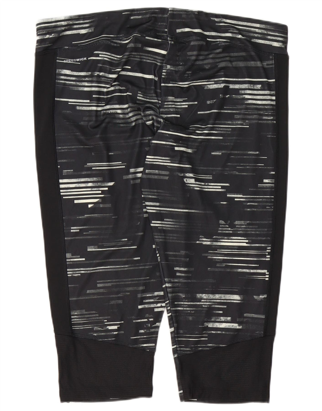 Reebok Dame Capri Leggings UK 24/26 2XL Sort Stribet Polyester