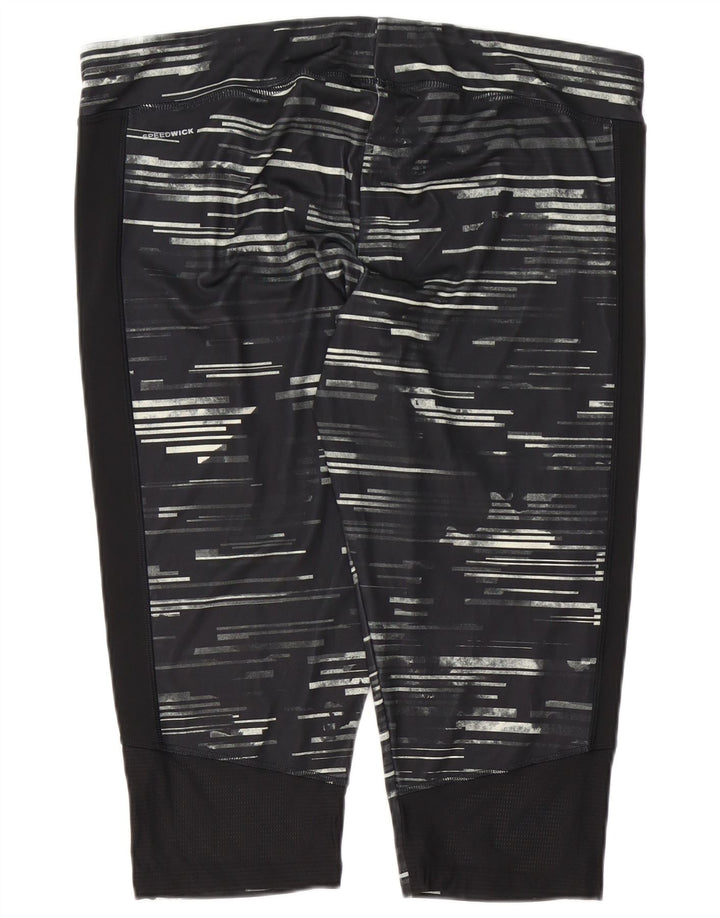 Reebok Dame Capri Leggings UK 24/26 2XL Sort Stribet Polyester