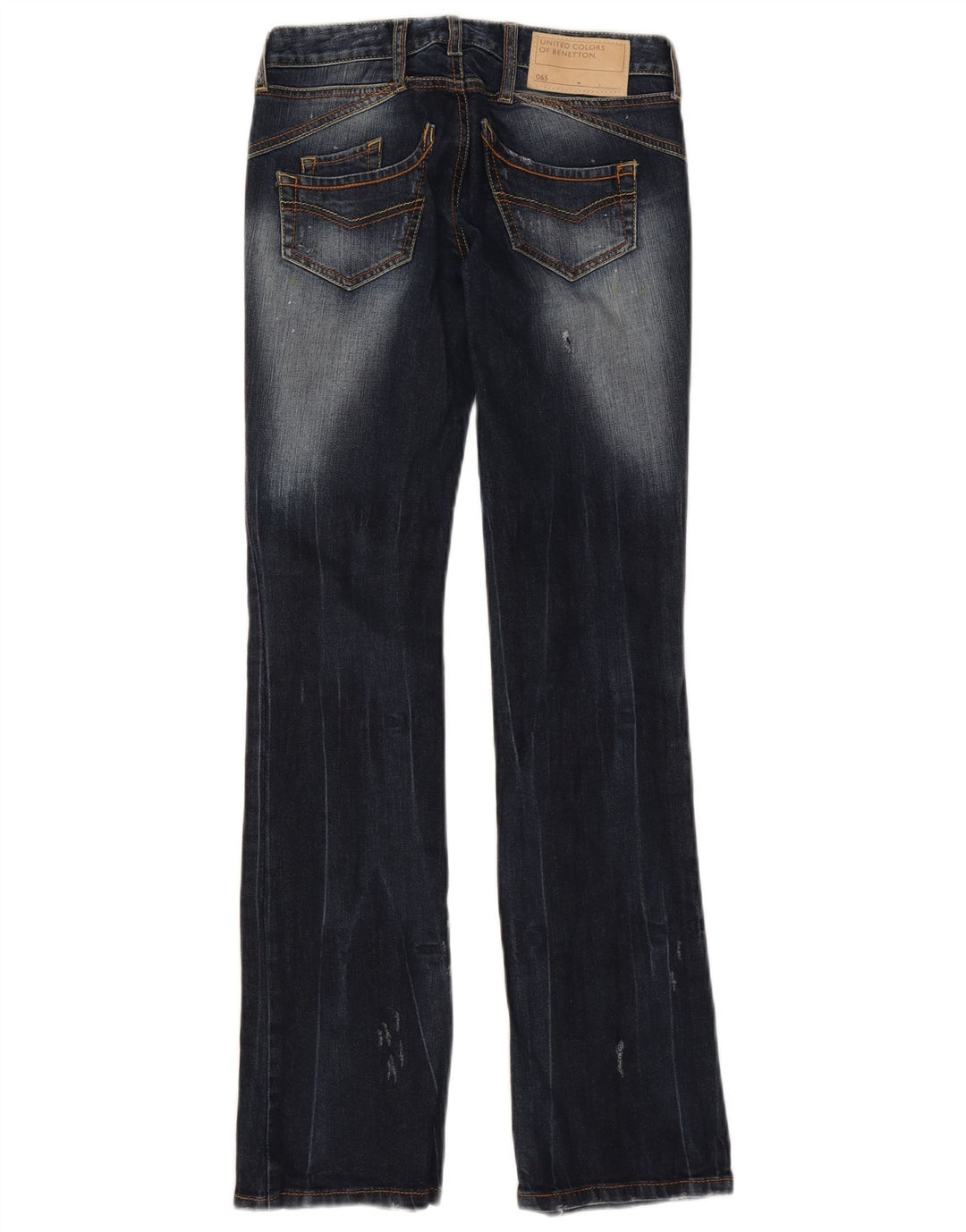 Benetton Dame Distressed Bootcut Jeans W26 L31 Navy Blue