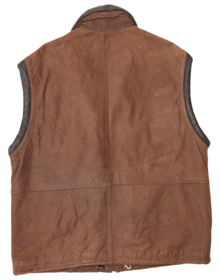 Allison Wingate Herre Læder Gilet EU 50 Large Brown Classic