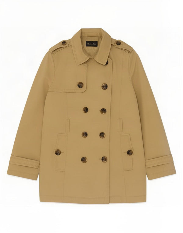 Massimo Dutti Dame Trench Coat UK 14 Stor Beige Bomuld