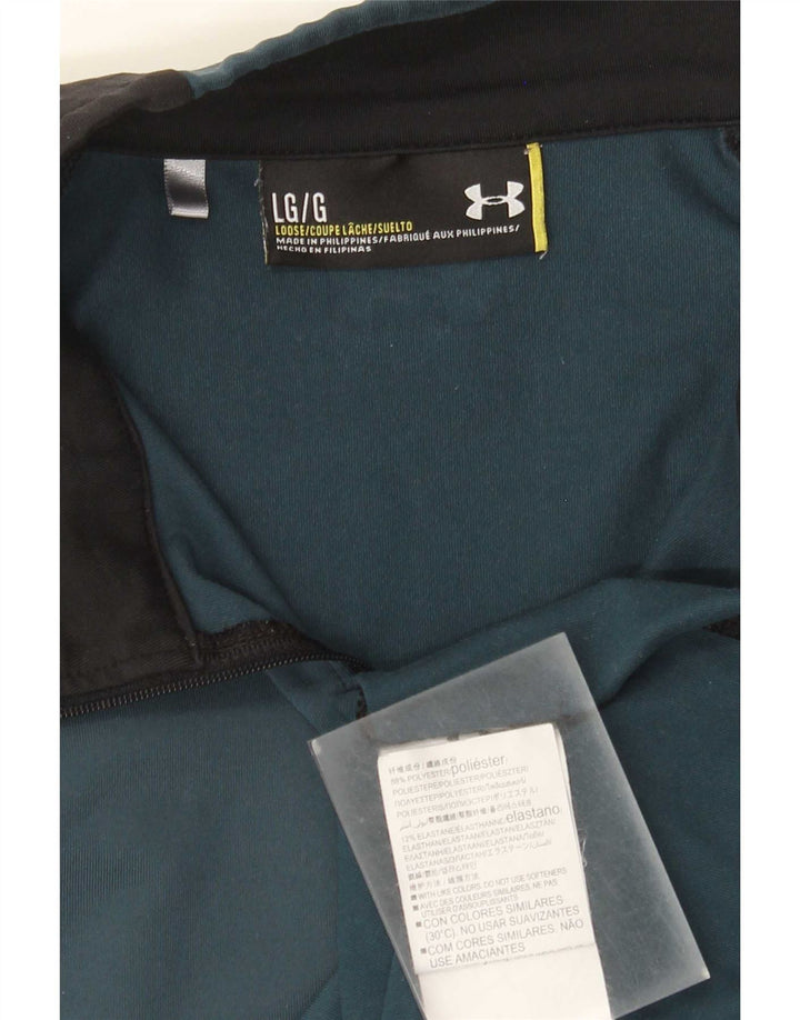 Under Armour Herre Zip Neck Pullover Træningsdragt Top Stor Blå Colourblock