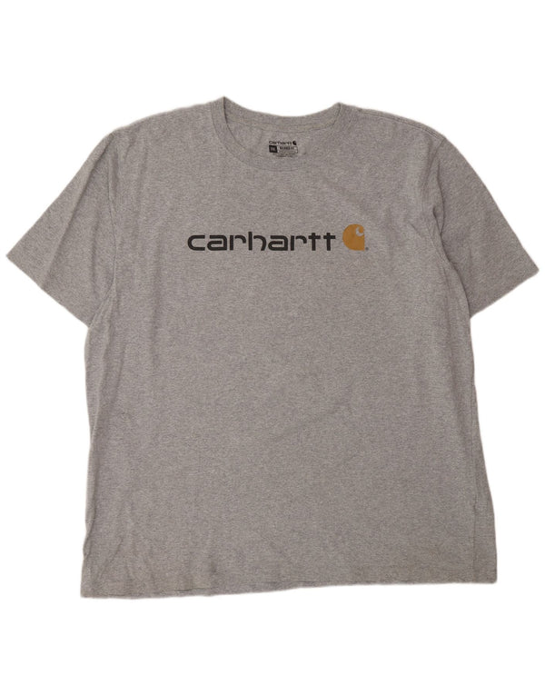 Carhartt Herre Relaxed Fit Grafisk T-Shirt Top 2XL Grå Bomuld