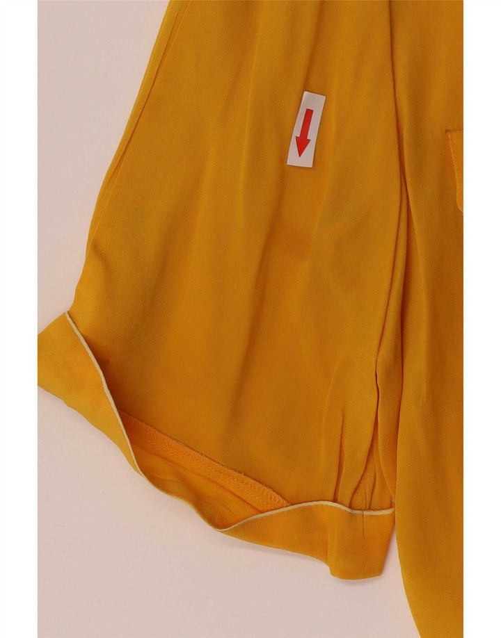 Vintage kortærmet skjortebluse til kvinder IT 42 Medium Yellow