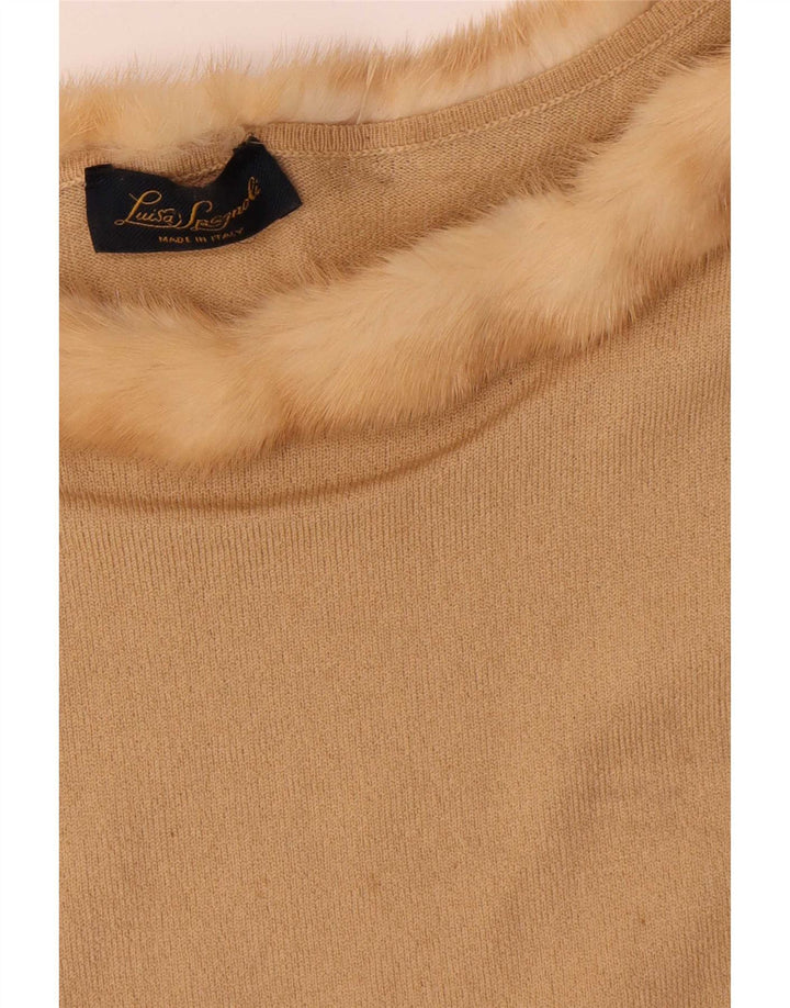 Luisa Spagnoli Dame Top 3/4 ærmer UK 12 Medium Beige Uld