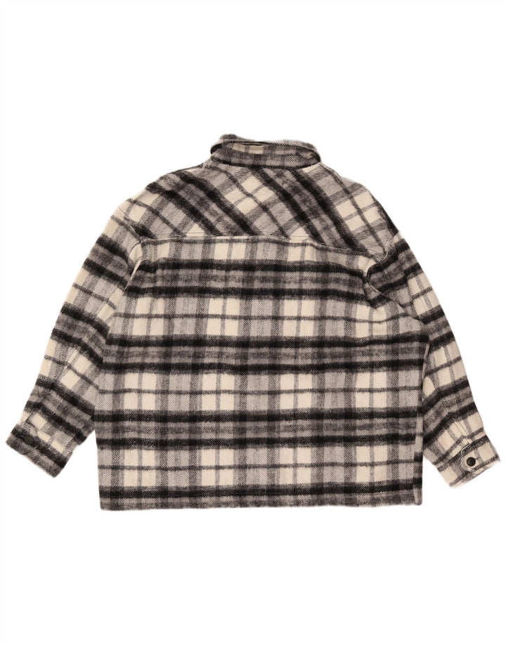 ZARA Oversized oversize overshirt til kvinder Flanellskjorte UK 16 Stor sort plaid