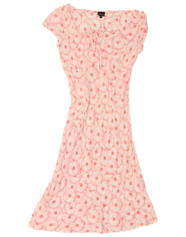 CALVIN KLEIN Dame Basic Dress UK 10 Small Pink Floral Bomuld