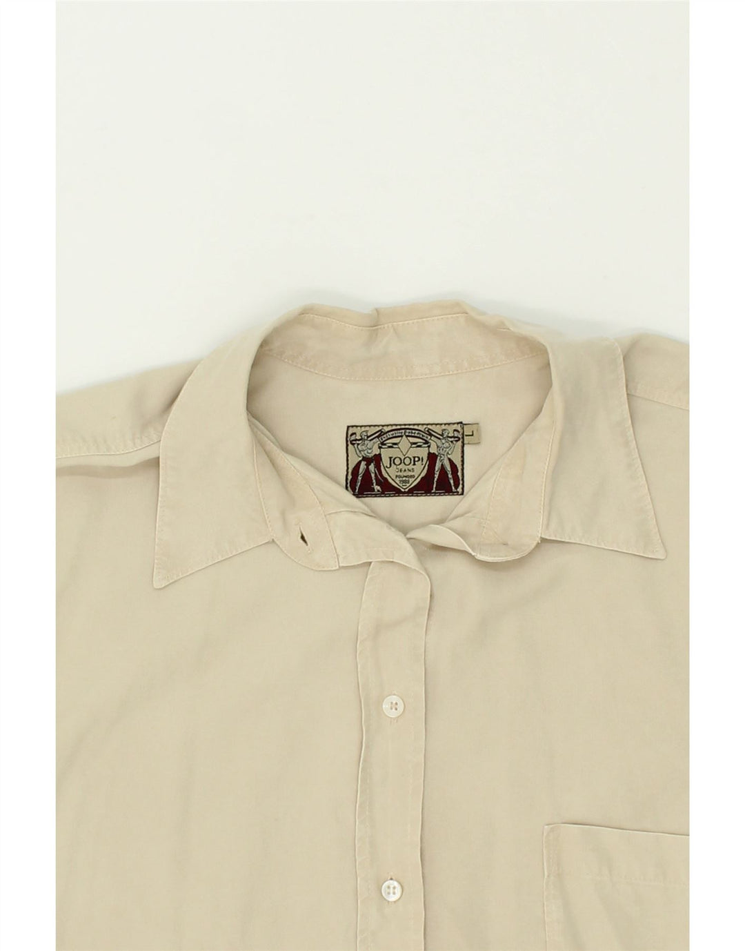 JOOP Mens Short Sleeve Shirt Large Beige Lyocell Vintage Joop and Second-Hand Joop from Messina Hembry 
