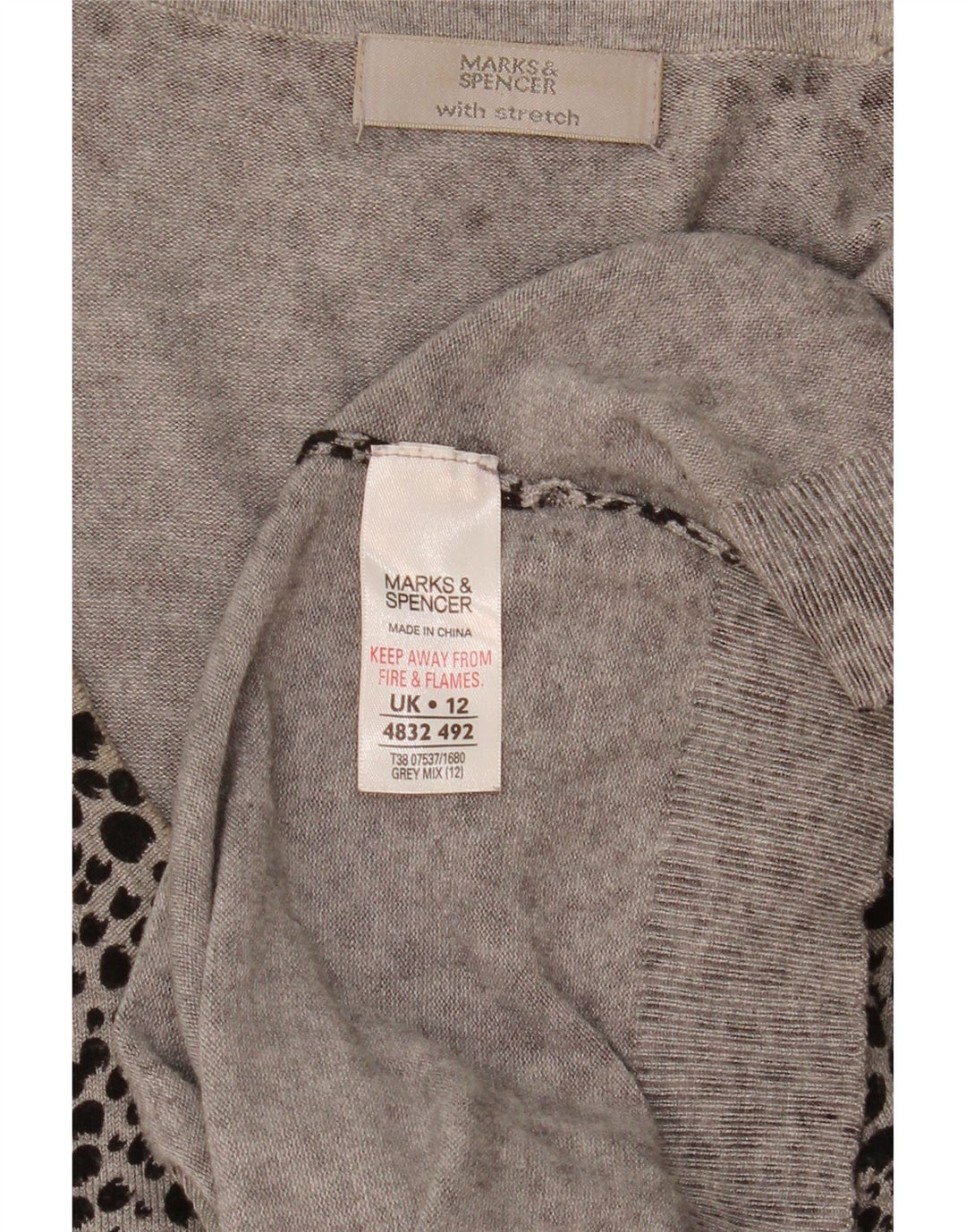 Marks & Spencer Dame Jumper Dress UK 12 Medium Grey Animal Print