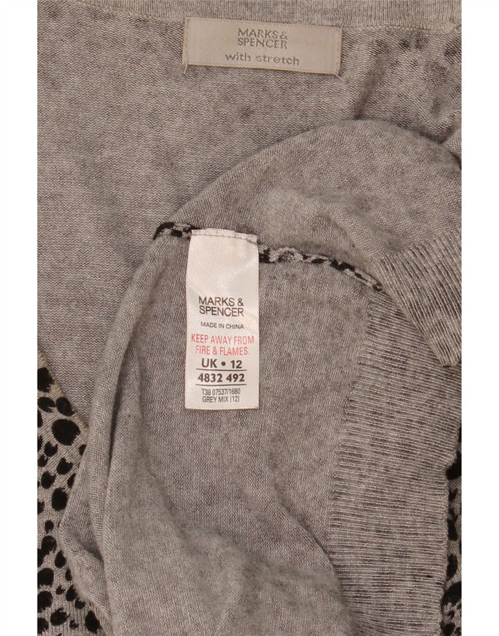 Marks & Spencer Dame Jumper Dress UK 12 Medium Grey Animal Print