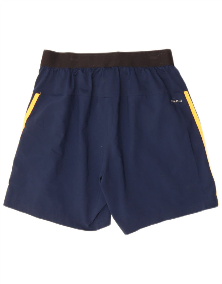 ADIDAS Boys Climalite Sport Shorts 13-14 Years Large Navy Blue Polyester
