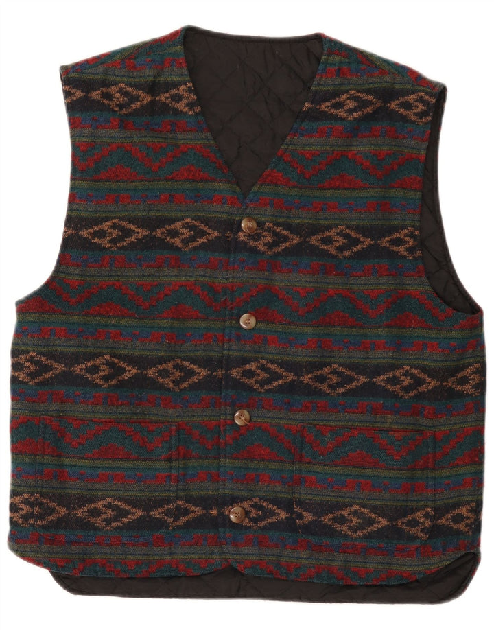 Vintage vest til mænd Medium flerfarvet geometrisk
