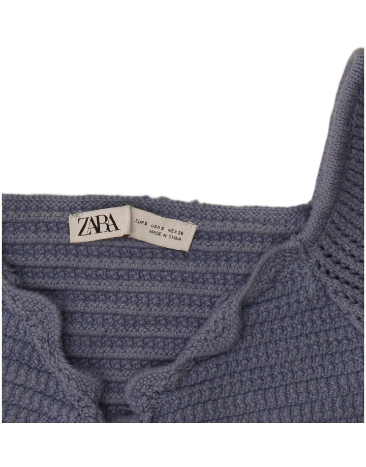 Zara Knit Crop Top UK 8 Small Blue