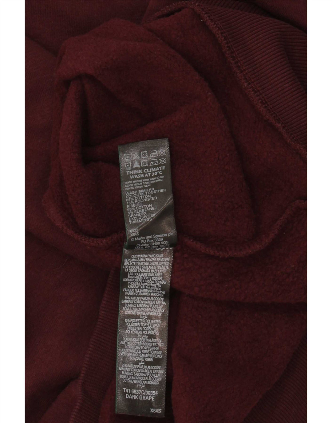 Marks & Spencer Sweatshirt til mænd Stor Bourgogne bomuld