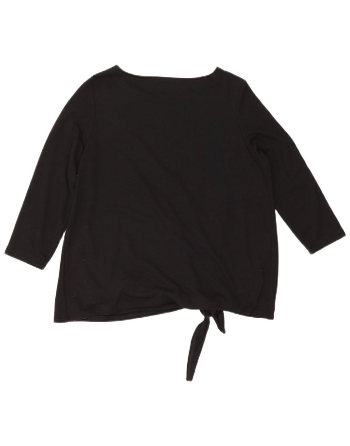Marks & Spencer Dame Top 3/4 ærmer UK 12 Medium Sort Polyester