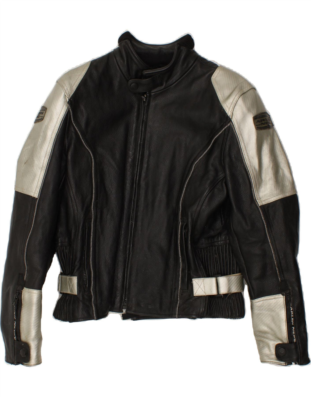 ARLEN NESS Mens Moto Racer Biker Jacket UK 38 Medium Black Colourblock Vintage Arlen Ness and Second-Hand Arlen Ness from Messina Hembry 