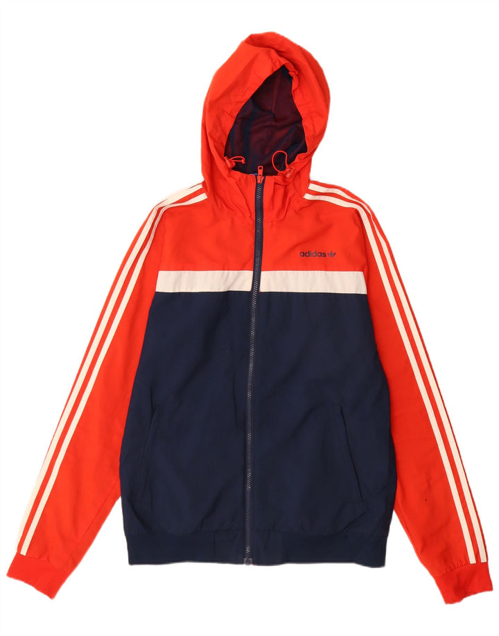 ADIDAS Regnjakke med hætte til mænd UK 36 Small Red Colourblock Polyester