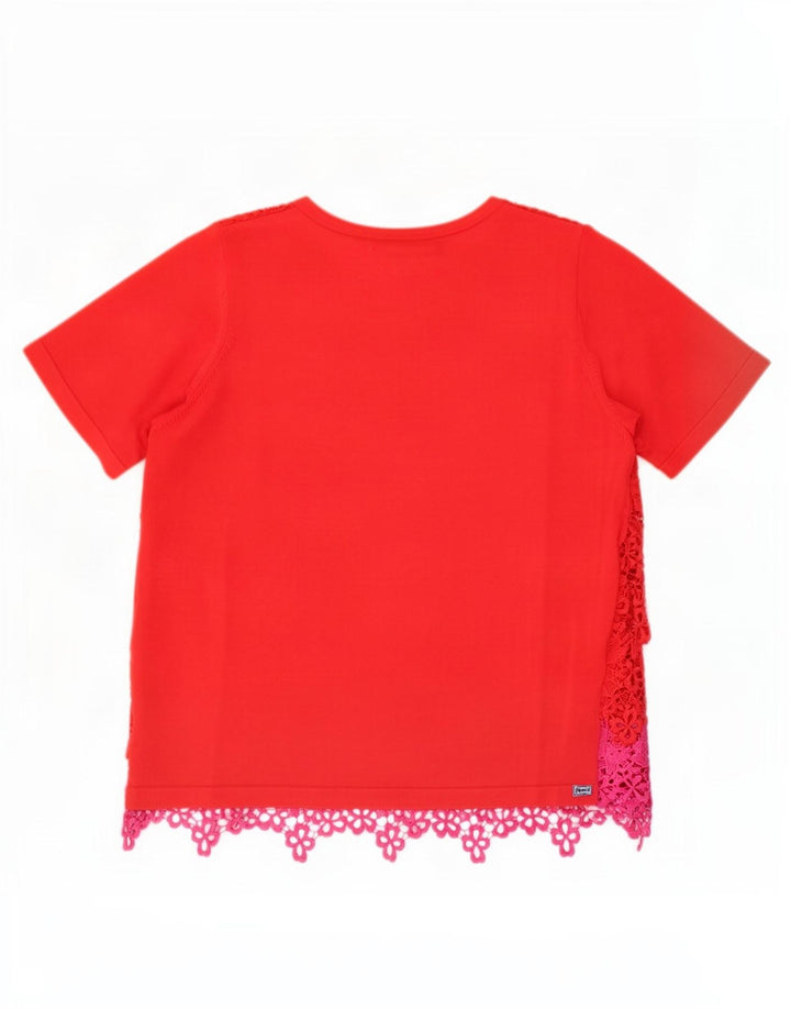Marks & Spencer Dame Blousebluse Top UK 12 Medium Rød Blomster Polyester