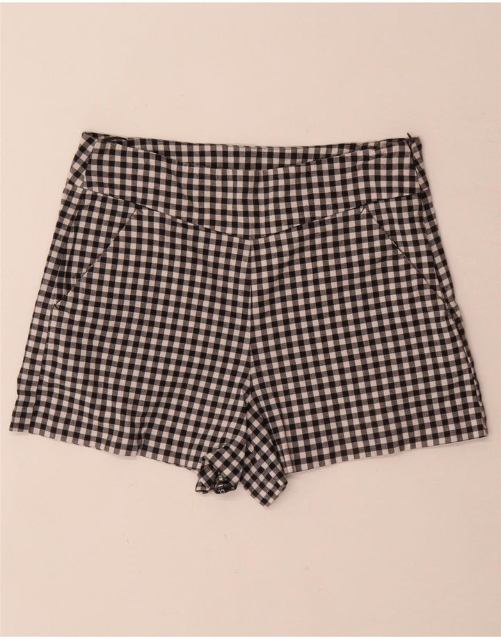 Zara Dame Trafaluc Hot Pants Medium W28 Sort Gingham Bomuld