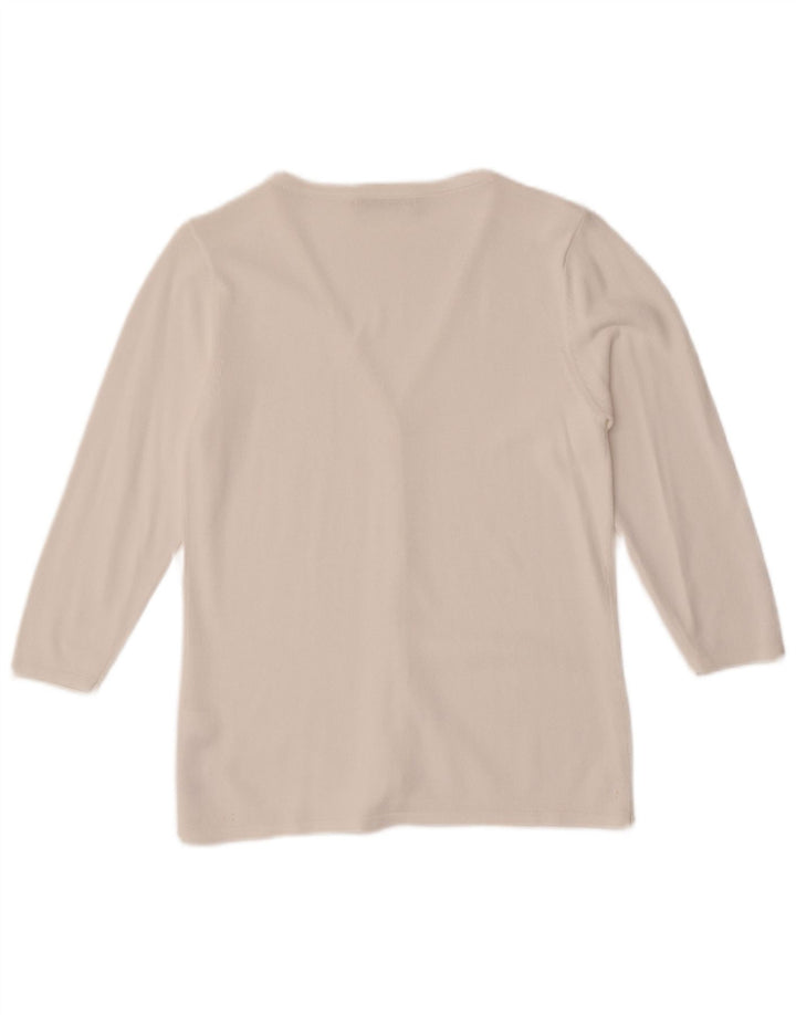 Marks & Spencer dame cardigan sweater 3/4 ærmer UK 10 Small White