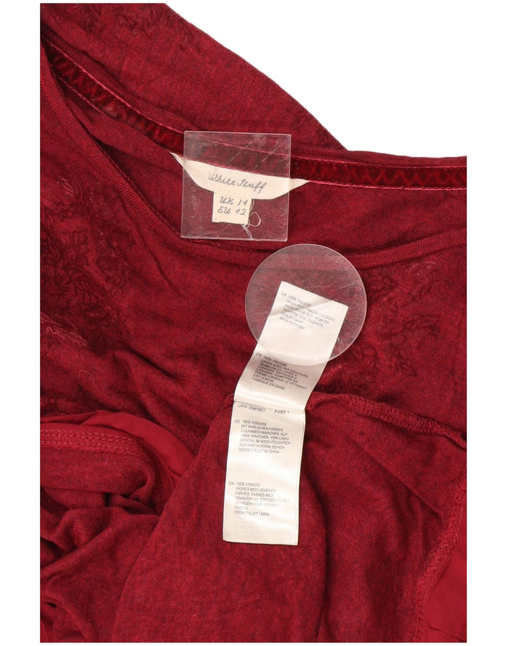 White Stuff Womens Crop Top Langærmet UK 14 Large Burgundy Floral Viscose