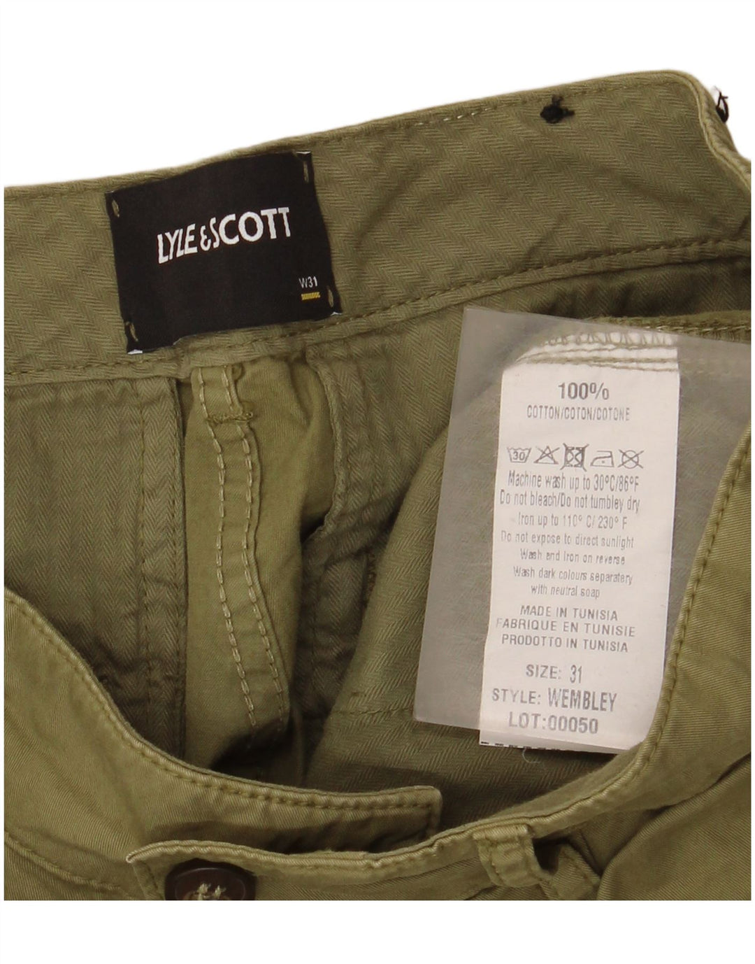 Lyle & Scott Herre Regular Fit Cargo Shorts W31 Medium Khaki Bomuld