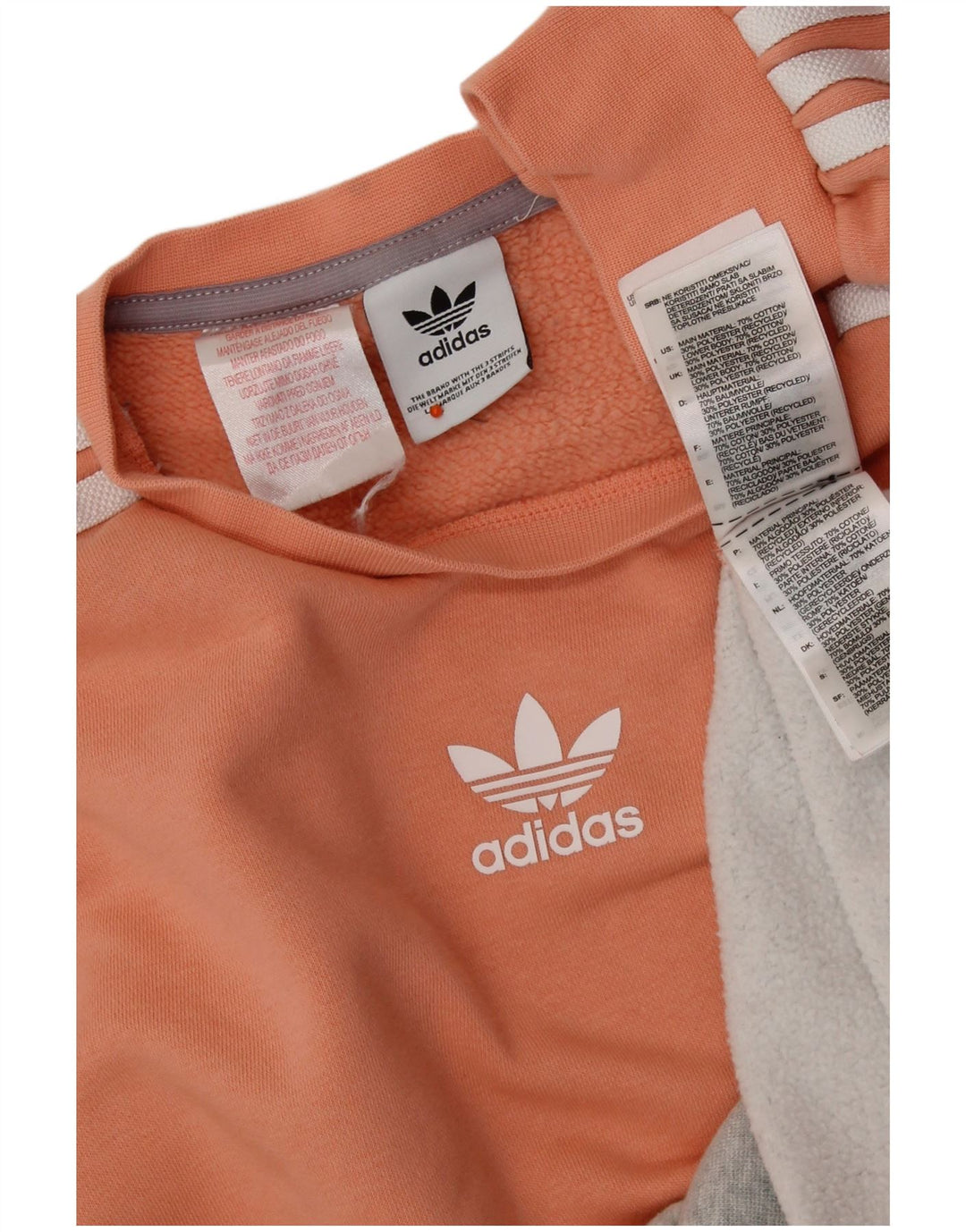 ADIDAS Dame Sweatshirt Jumper UK 12 Medium Orange Colourblock Bomuld