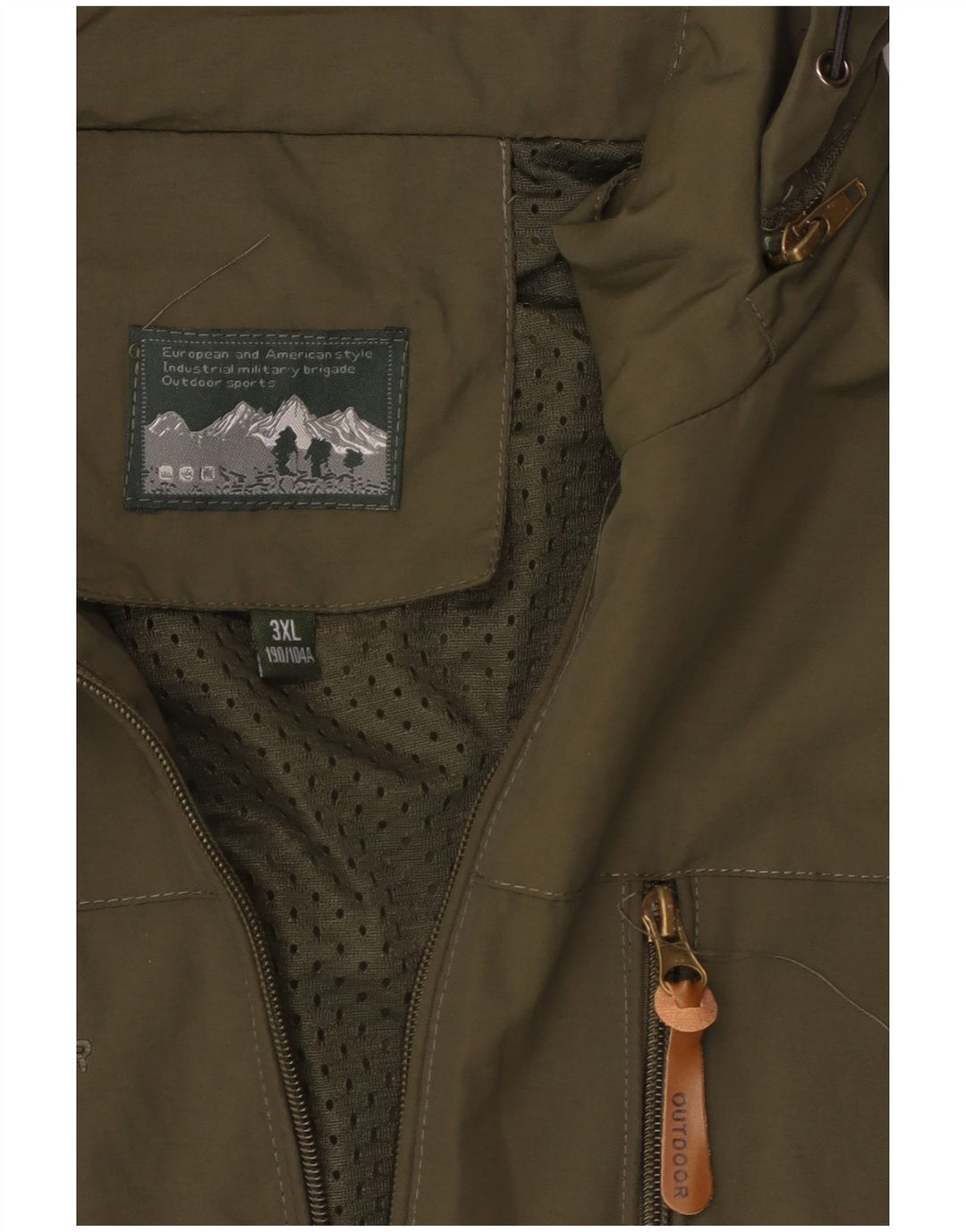 EDDIE BAUER Regnjakke med hætte til mænd UK 46 3XL Khaki