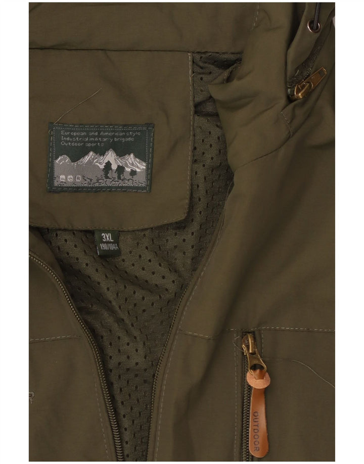 EDDIE BAUER Regnjakke med hætte til mænd UK 46 3XL Khaki