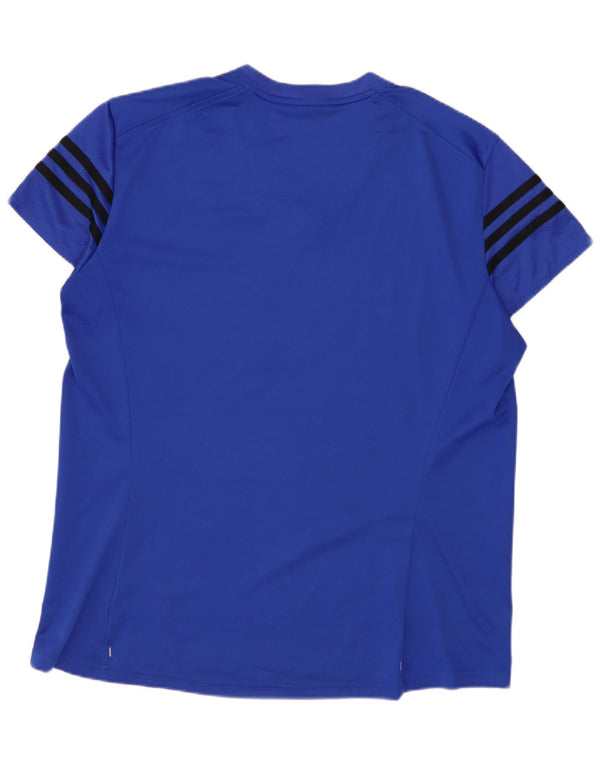 ADIDAS Dame Climalite T-Shirt Top UK 20/22 XL Blå Polyester